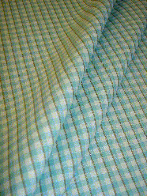 Animated drape of Design Cheap Clearance Sale P Kaufmann Cambridge Check Color Turquoise Fabric for Home Decor
