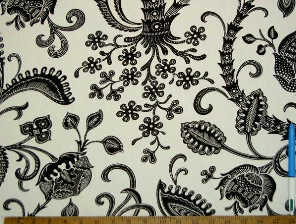 Sample of Braemore Textiles Pattern Desmond Color Domino (Black on White) Decorating Fabric by the yard