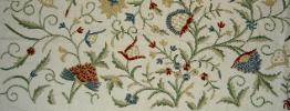 Crewel Linen Wool Embroidery Antique Home Decor Decorator's Fabric
