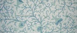 Crewel Linen Wool Embroidery Color Aqua Blue Home Decor Fabric