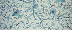 Crewel Linen Wool Embroidery Color French Blue Discount Designer Fabric