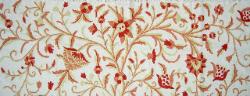 Crewel Linen Wool Embroidery Color Red Home Decor Fabric