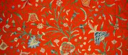 Crewel Linen Wool Embroidery Color Red Home Decor Discount Designer's Fabric