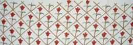 Crewel Linen Wool Embroidery Tulip Red Home Decor Discount Designer Fabric