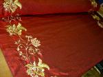 Discount Designer Silk Drapery Panel Home Decor Fabric with Embroidery Borders Color Ruby - click for more info
