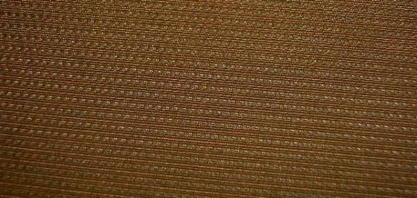 Swatch of Drapery Weight Textured Brown with Green Polyester Workroom Fabric Remnant