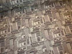 linen blend toile, 95% cotton 5% linen, modern contemporary scenic and geometric print