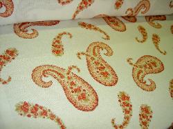 Angle view of multipurpose linen cotton blend paisly design discount designer fabric