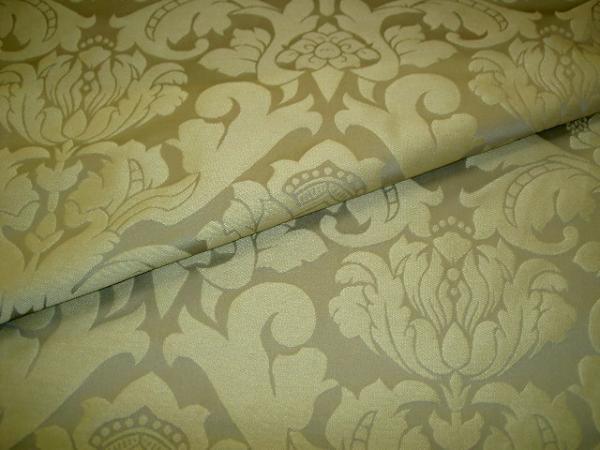 Closeup folded Fabric Store Damask Design Pattern Richmond Color Mineral Discount Special by the yard