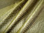 100% Silk Fabric by Libas Ltd Pattern Grid Weave Color Brass