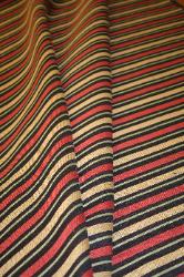 Draped Marcovaldo Fabrics Pattern Kathmandu Color Night Railroaded Stripes Upholstery Fabric