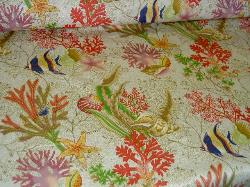 Angle view Fabric Warehouse Clearance Sale P Kaufmann SeaScape Ocean Floral Sand Dollar