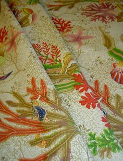 Draped Fabric Warehouse Clearance Sale P Kaufmann SeaScape Ocean Floral Sand Dollar