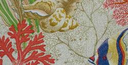 Swatch of Fabric Warehouse Clearance Sale P Kaufmann SeaScape Ocean Floral Sand Dollar