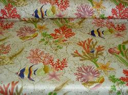 Table view Fabric Warehouse Clearance Sale P Kaufmann SeaScape Ocean Floral Sand Dollar