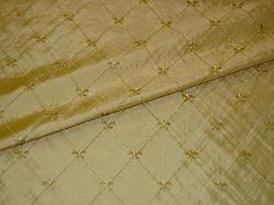 Closeup folded Pattern Elegante Diamond Design with Embroidery Color 3 Gold Drapery Fabric by the yard