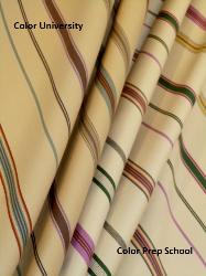 Ralph Lauren Bennington Stripe Fabric in colors University LLF65381F (Purple, Beige, Teal) or Prep School LLF65380F (Blue, Ivory, Lavendar)