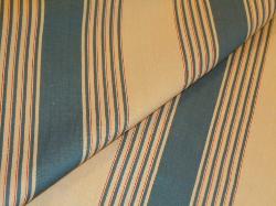 55% linen 45% cotton diagonal twill, washed, woven up the roll striped ticking pattern with an eclectic and carefree Mediterranean flavor, repeat 8.75