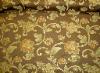 Upscale Floral Vine Design on Chocolate Brown Upholstery Weight Drapery Workroom Remnant - click for images and video
