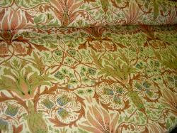 World Linen Fabrics Birds of Paradise Color Ros Camel Linen Fabric