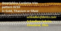 In Stock Ameriphlox Cordette trim pattern 0210 in colors Gold, Titanium or Silver (top to bottom in images)
