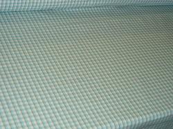 Angle view of Design Cheap Clearance Sale P Kaufmann Cambridge Check Color Turquoise Fabric for Home Decor