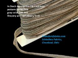 In Stock Ameriphlox Lip Cord trim pattern 10348/808 Drapery, Upholstery and Decorating Cording, in gray color 143-143