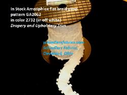 In Stock Ameriphlox flat braid pattern GA2062 Drapery and Upholstery Trim, in color 2732 (in off white), from the Dreamy Whites Collection