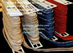 In Stock Ameriphlox lip cord pattern 7181808, Drapery and Upholstery Trim, in colors 4036 Sienna, 4034 Denim, 4032 Stone or 4005 Mica